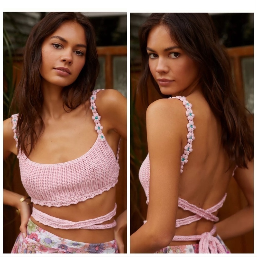 Agua Benita Backless Albany Crop Tank sz. L NWT